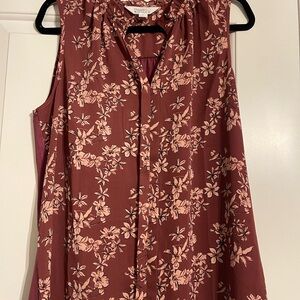 Floral Sleeveless Top - Maroon